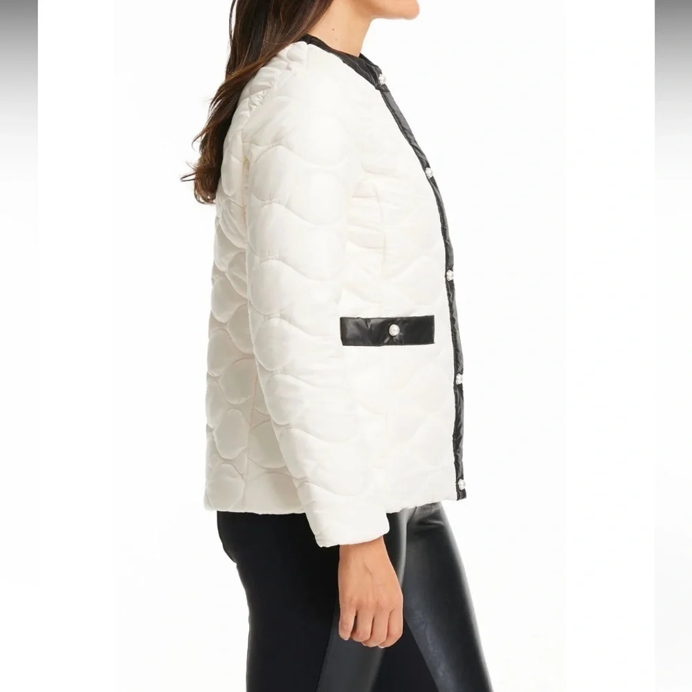 Kate Spade | Pearl Snap Quilted Jacket White NEW Size M